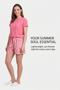 Sweet Dreams Typographic Printed Short Set - Peach Pink — thumbnail 4